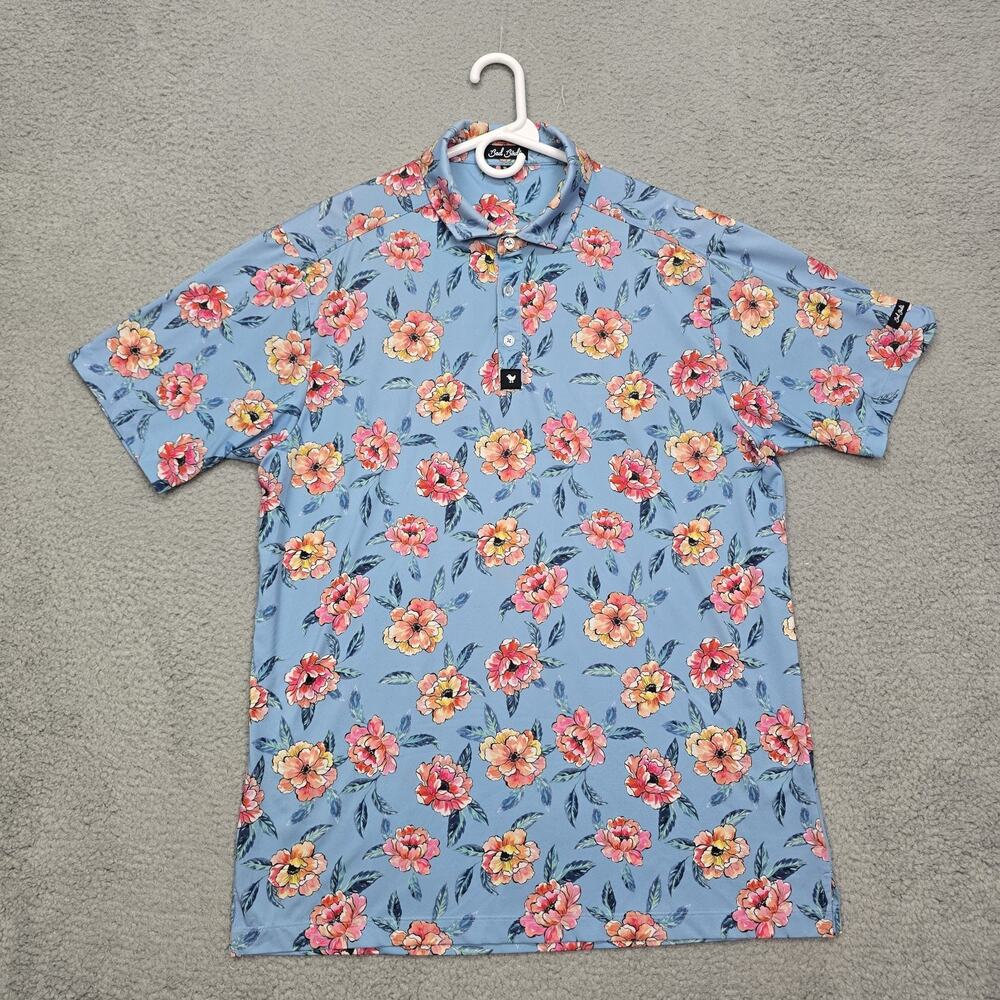 Bad Birdie Golf Polo Mens XL Extra Large Les Fleurs Floral AOP All Over Hawaiian